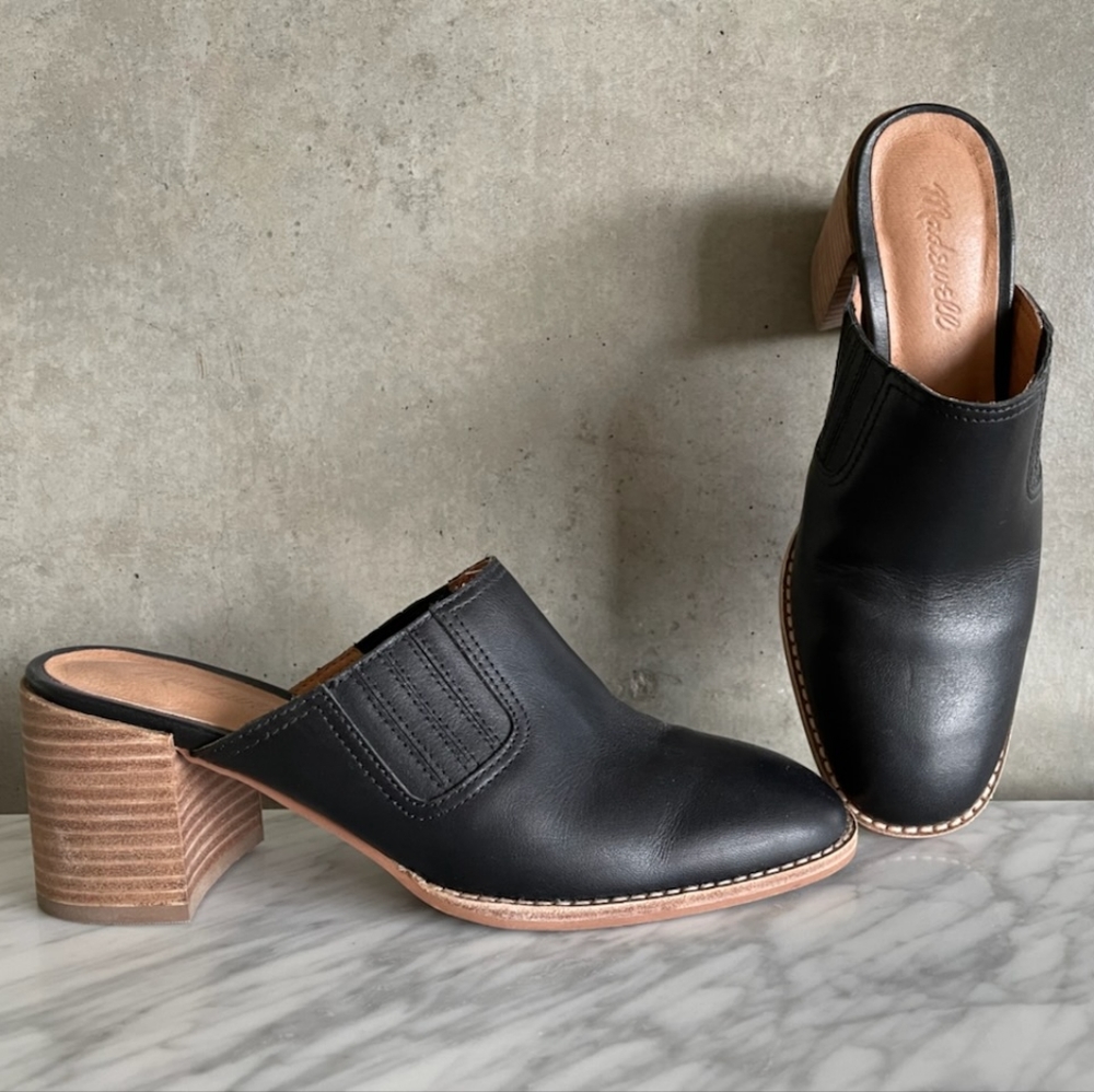 The Carey Mule in Black Leather by Madewell